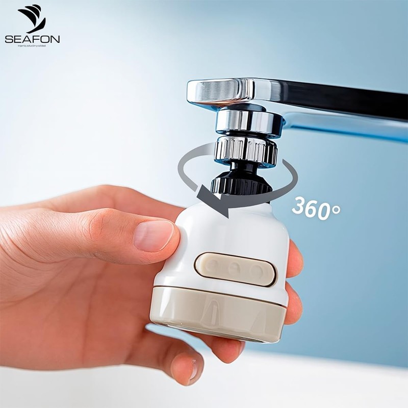 SEAFON Aireador para Grifo de Cocina 360° 3 Modos Antisalpicaduras