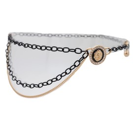 TrendyFashionJewelry Women Fashion Skinny Elegant Look Belt Black Metal Chain Links Gold Lion Medallion Plus Size XL XXL