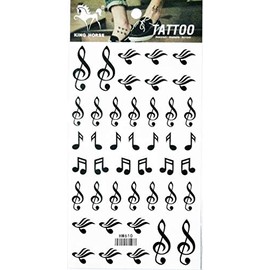 PP TATTOO 1 Sheet Musical notes words symbols Tattoos Body Art Stickers Color Flash Fake Waterproof Tattoo Stickers for Women Men