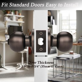 Probrico 5 Pack Oil Rubbed Bronze Door Knobs with Lock, Privacy Door Handle Locks, Oil Rubbed Bronze Bedroom Door Locks, Keyless Door Locksets, Stainless Steel Door Knob Locks, Bathroom Door Locks