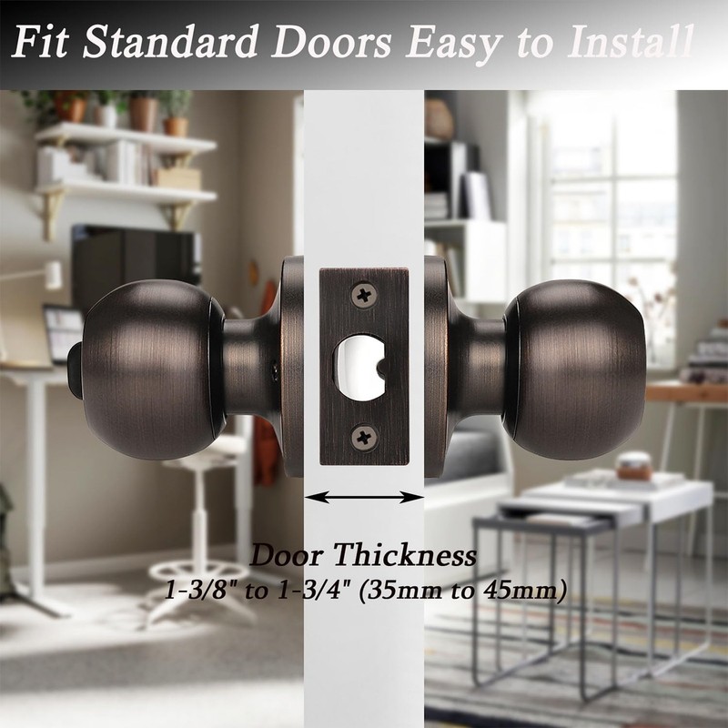 Probrico 5 Pack Oil Rubbed Bronze Door Knobs with Lock,