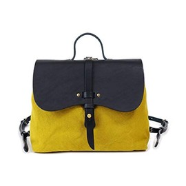 Baggy Port SEAGULL SHIP SMIC-018M Women's Backpack, Genuine Leather, Daypack, Deformable Round Flap, Waterproof Canvas, Tochigi Leather, Made in Japan, Unisex, Women's, Casual Bag, Waterproof, mustard