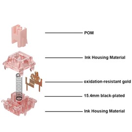 Gateron Ink v2 Pink Pre lubed 5pin Linear Switches 50g Force DIY Mechanical Keyboard Switch(90PCS, Pink Ink v2)