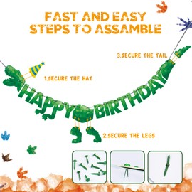 Watercolor Dinosaur HAPPY BIRTHDAY Banner - Dinosaur Birthday Party Decorations for Boys Kids Dino Theme Party Supplies T-Rex Hanging Wall Decor Pre-Strung
