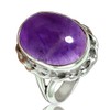 Natural Amethyst Purple Gemstone Oval Ring, Solid 925 Sterling Silver