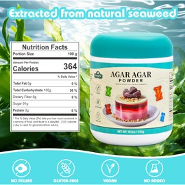 19.5oz Agar Agar Powder - 100% Natural Seaweed Thickener & Gelling Agent, Unflavored, sugar free, Vegan, Gluten-Free - for Candies, Jellies, Cheeses, Petri Dishes & More