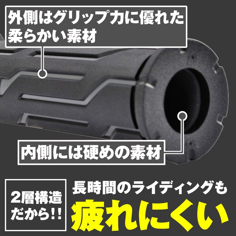Daytona Grippy Grip GG-D-LINE 98448 Motorcycle Handlebar, Handle Diameter Φ0.9