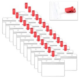 XP Design Name Badge Clip Band Clip Name Holder Moving Pocket ID Card Name Tag Case Name Badge Holder Pass Case (Red) Set of 24