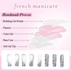 Calkkrer Press On Nails Long Square False Nails, Silver French