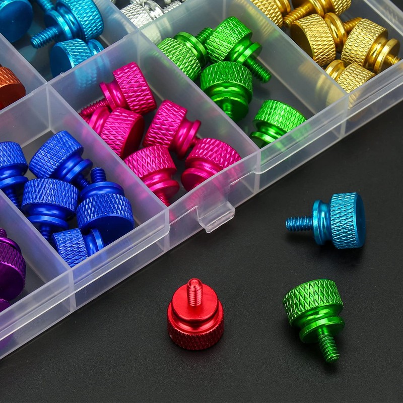 HELIFOUNER 50 Pieces 6-32 Thread Anodized Aluminum Computer Case Thumbscrews,