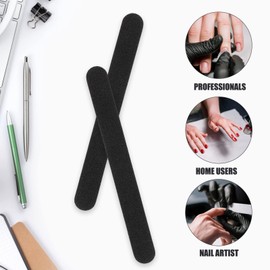 Baluue 100pcs Manicure Nail File Pack Black Sand Nail Files Reusable Filing Tools Portable Manicure