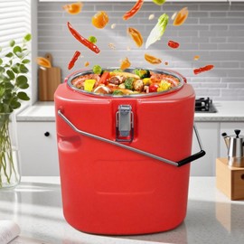 3.43 Gallon Insulated Soup Container Commercial Food Warmer for Hot or Cold Food, 13.74 QT Hot Box for Catering, Food Cooler with 4 Buckles, Handles, Soup Carrier for Restaurant, Canteen,Home