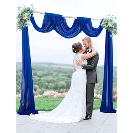 Wedding Arch Draping Fabric 20Ft for Ceremony Outside - Birch Wood Chiffon Drape for Party Stage (1 Panel 20 Ft, Royal Blue)