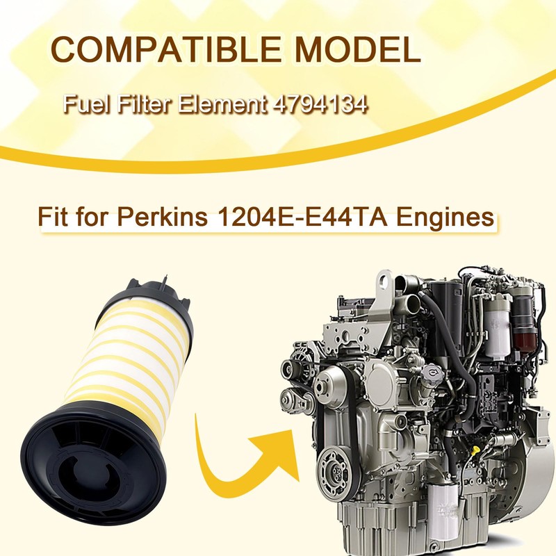 Fuel Filter Element 4794134 Compatible With Perkins 1204E-E44TA Engines Replacement