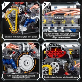 HIGH GODO V8 Engine Kits That Runs, DIY Car Engine Model Kit for App Control, Build Your Own Visible Engine Model Toy with Motor and Lights, STEM Model Engine for Kids Adults 14+ (665 PCS)