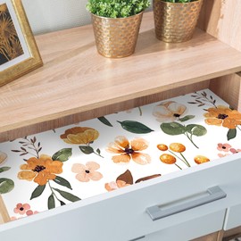 HAOKHOME Shelf Liner and Cabinet Liner Floral, Self-Adhesive Drawer Liners, Peel and Stick Contact Paper for Kitchen Cabinets and Cupboard, Non Slip Bathroom Drawers, White 17.7in x 6.5ft