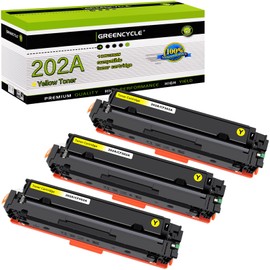 greencycle 202A Compatible toner Cartridge Replacement for HP 202A CF502A to Use with Color Laserjet Pro MFP M281fdw M281cdw M254dw M254nw M281fdn M254dn M280nw M254 M281 Printer (Yellow, 3-Pack)