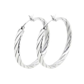 Sterling Silver Hoop Earrings 40mm | 925 Silver Statement Creole Hoop Earrings for Women and Girls