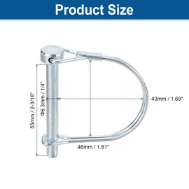 sourcing map 4Pcs 1/4" Dia Trailer Coupler Pin, 2-3/16" Long Coupler Pin Shaft Locking Pin, Round Pto Pin for Farm Trailers and Garden