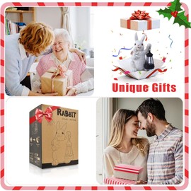 Yeomoo Rabbit Mother with Baby Figures Decorative Living Room Garden Decoration for Outdoors: Funny Gifts for Mum Women Men Rabbit Garden Figures with Solar Lights Weatherproof Room Garden Balcony