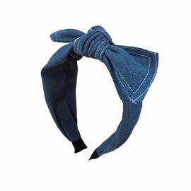Blue Denim Headbands Bowknot Hair Hoop Non-Slip Wide Top Knot Head Band Fashion Hairbands Womens Hair Accessories