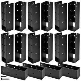16 Pcs Upgraded Concealed Beam Hangers, 2"x6" Outdoor Concealed Flange, Q235B Steel Frame Bracket, Railing Bracket for Beam, Swing, Handrail, Fence 2"x6" (Black)
