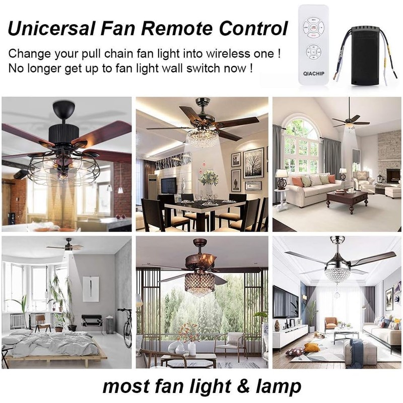 QIACHIP Universal Ceiling Fan and Lights Wireless Remote Control Kit