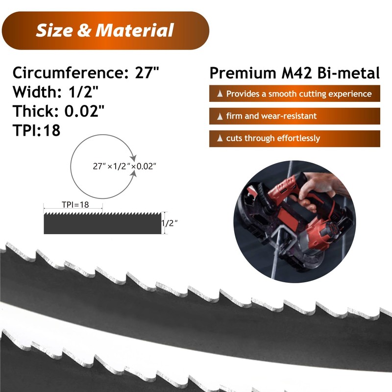 27 Inch Bandsaw Blades 18 TPI (5-Pack) for DeWalt DCS377