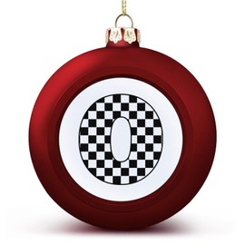DOREENABE Initials Ball Ornaments,Black and White Checkered Lattices Alphabet Letter O Ball Ornaments for Christmas Tree Decoration,Red Christmas Ball Ornament Xmas Baubles Holiday Stocking Stuffers