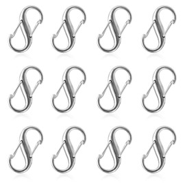 12pcs Zipper Lock Clips, Double Opening Zipper Lock Replacement Pulls Zinc Alloy Clips S Shaped Zipper Locks Anti Theft for Luggage Suitcase Purses Backpacks (Silver)