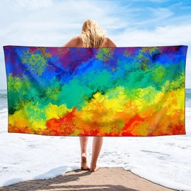YISUMEI Tie Dye Beach Towels for Adults Extra Large 180x90cm, Microfibre Quick Dry Towel for Travel Swimming Camping Sports