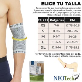Codera de compresión NEOtech Care - Tejido de punto 3D de fibra de bambú - Manga elástica y transpirable - Golf, tenis, deportes - Brazo derecho o izquierdo (Gris, Talla M, 2 Unidades)