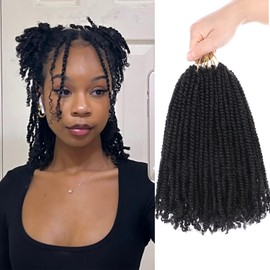 Mscat 8 Inch 9Packs Micro Twist Crochet Hair Bob Crochet Braids Pre looped Mini Passion Twist Mini Senegalese Twist Crochet Hair Pre-looped Hair Micro Braids Crochet Hair Extensions 1B#