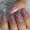 Light Pink Oval Nail Art Tips Mix Glitter Short Ladies