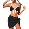 Perdeca - Conjunto de bikini para niñas, 3 piezas, traje