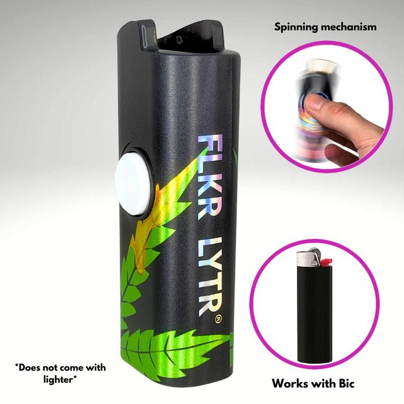 FLKR LYTR: Green Drip Fidget Spinning lighter case, works with
