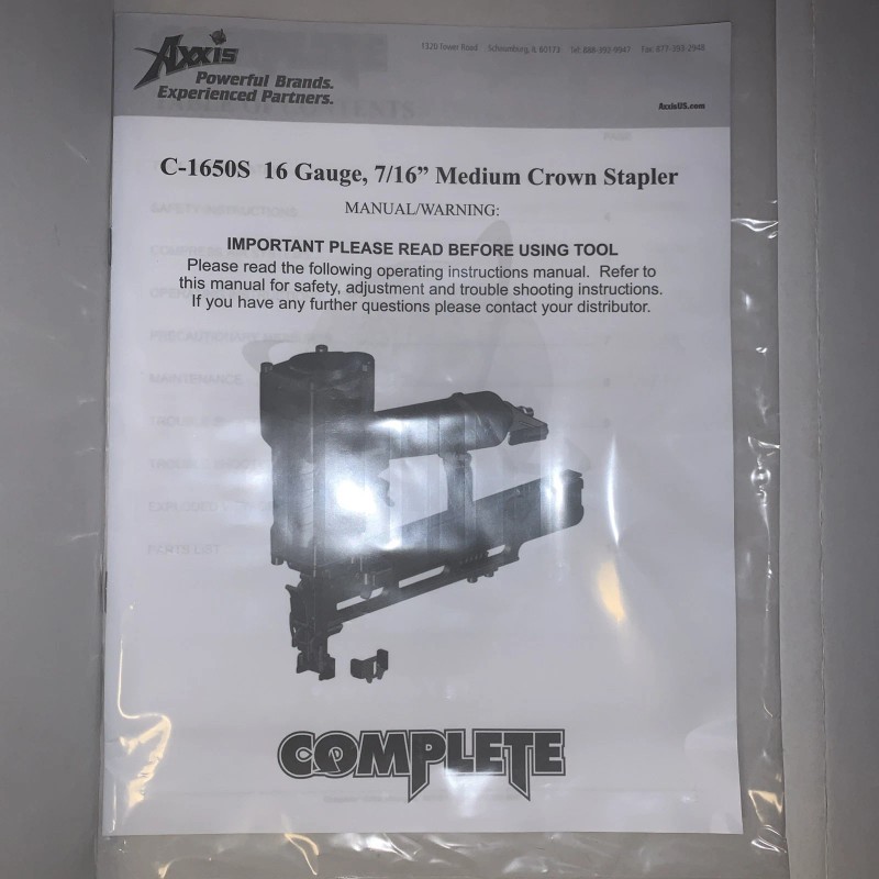 Complete C-1650s ProGrade 16 Gauge Stapler Medium Crown 7/16 Inch