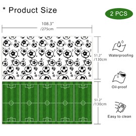 Moitkptt Football Tablecloth, Football Birthday Party Plastic Table Cover Football Table Decoration, Green White Party Tablecloth for Football Decoration (2PCS)