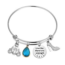 CHOORO Cinderella Inspired Charm Bangle Live Like There's No Midnight Bracelet Fables and Fairytale Gift For Her (No Midnight Bracelet)