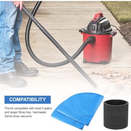 KEEPOW VF2002 Reusable Dry Vac Filters for Most Shop Vac MACS-200D SS11-450, Vacmaster Vacuum Cleaners, Part# 9010700, 9013700 (6+3+3 Pack)