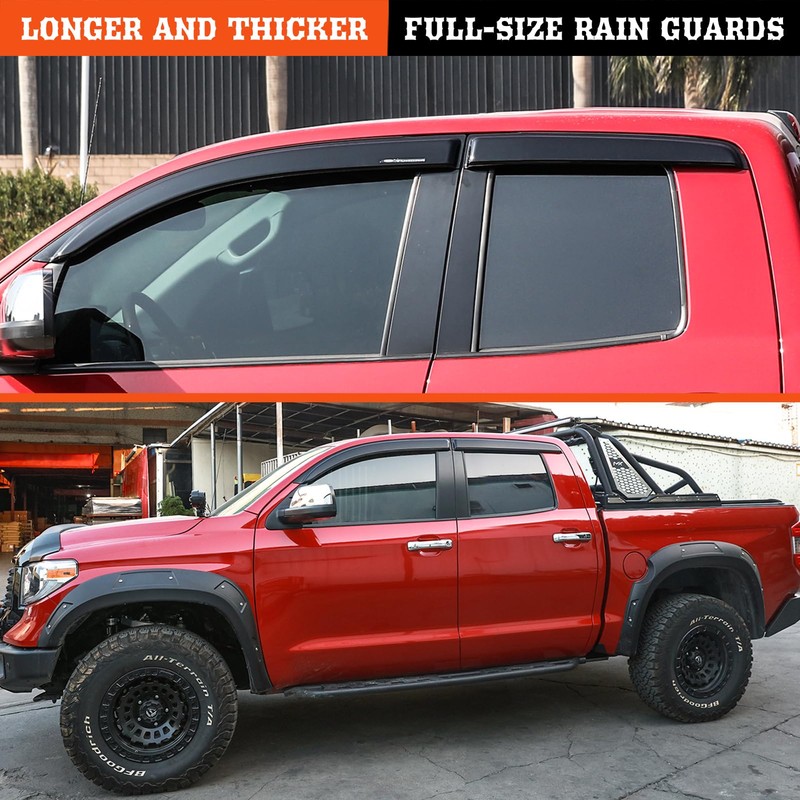 APILT Outside-Mount Rain Guards Window Visors for 2022-2025 Toyota Tundra