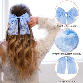 3 Pcs Lace Hair Clips Bowknots Tassel Hair Barrettes Hair Clips with Long Tail Ribbons for Women &Girls (color B)