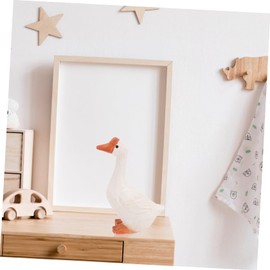 CORHAD 1Pc Wooden Goose Ornament Carving Decor for Home Office Simulated Animal Desktop Decoration White Stress Relief Companion