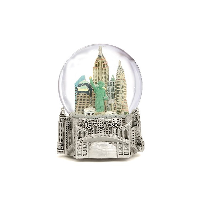 Silver Musical New York City Snow Globe, (5.5 Inch) NYC