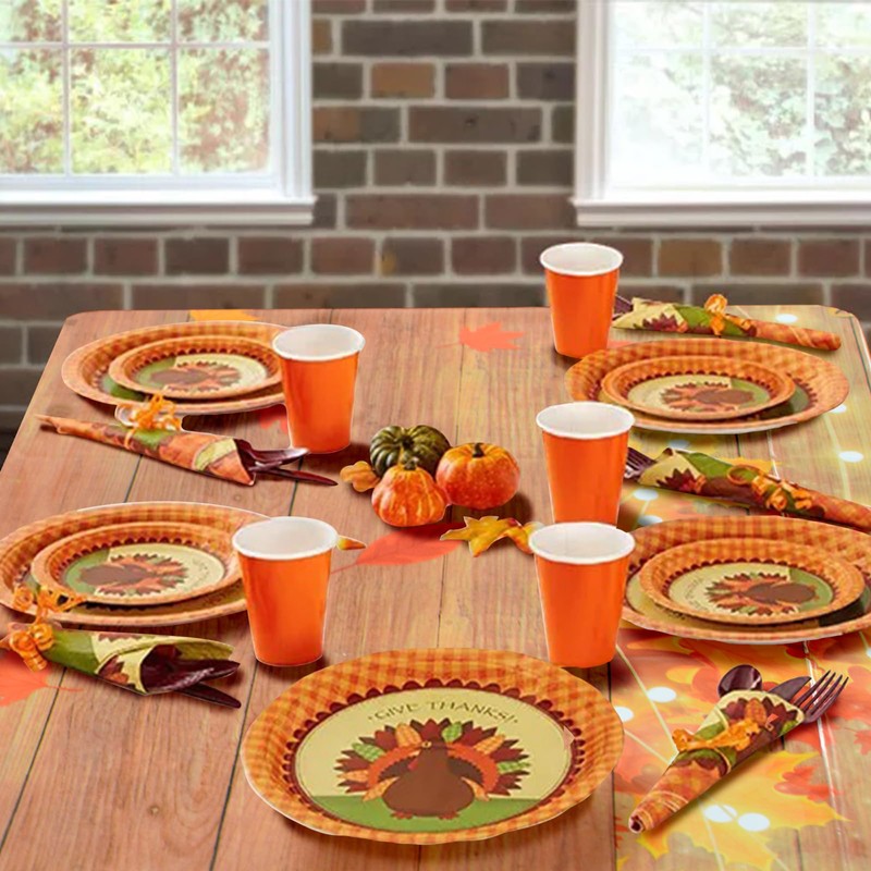 MOROBOR 3 Pack Pumpkin Tablecloth, Disposable Plastic Waterproof Rectangle Table
