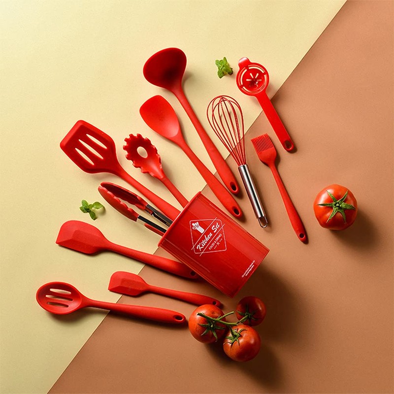 Pranski Kitchen Utensils Set-12 Pieces Silicone Cooking Utensils Set (Dishwasher
