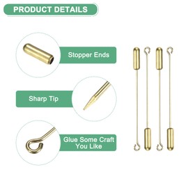 M METERXITY 20-Pack Brooch Stick Pins, 2 Inch Copper Long Needle Eye Pin with Stopper Ends for DIY Clothing/Accessories/Suit Tie/hat/Scarf/Jewelry, Straight Flat Head Pins [Raw Brass]