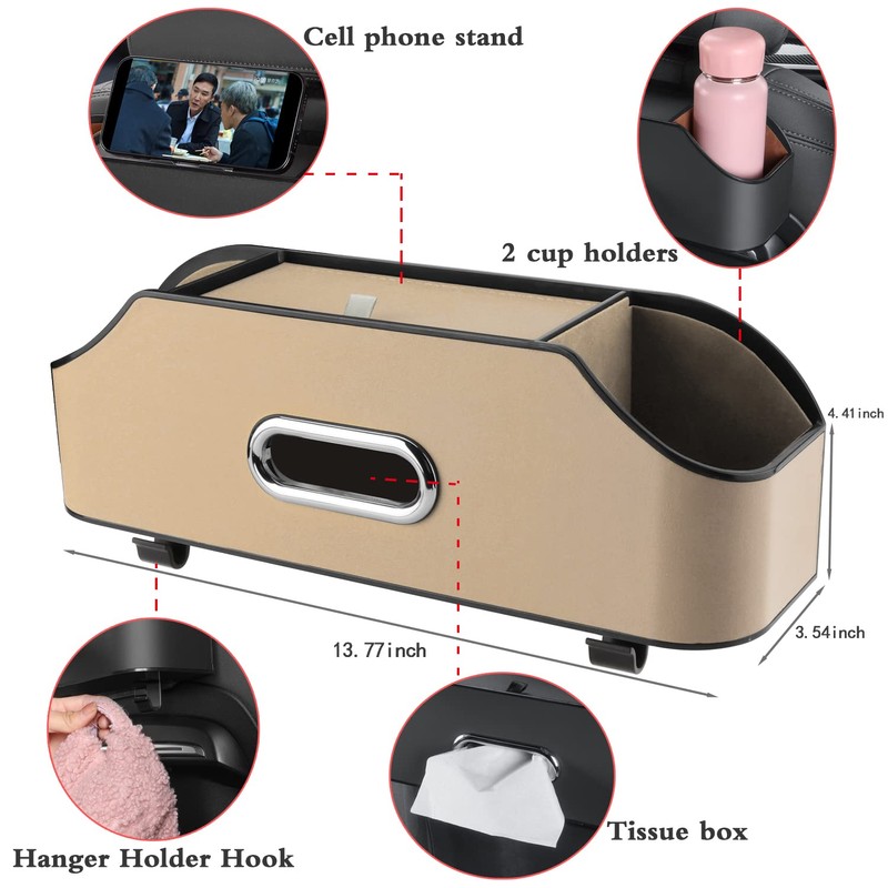HOLDCY Car Back Seat Organizer with 2 Drink Cup Holder