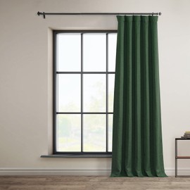 HPD Half Price Drapes Faux Linen Textured Room Darkening Curtains for Bedroom 108 Inches Long (1 Panel), 50W X 108L Curtains for Living Room Home Decor, Key Green