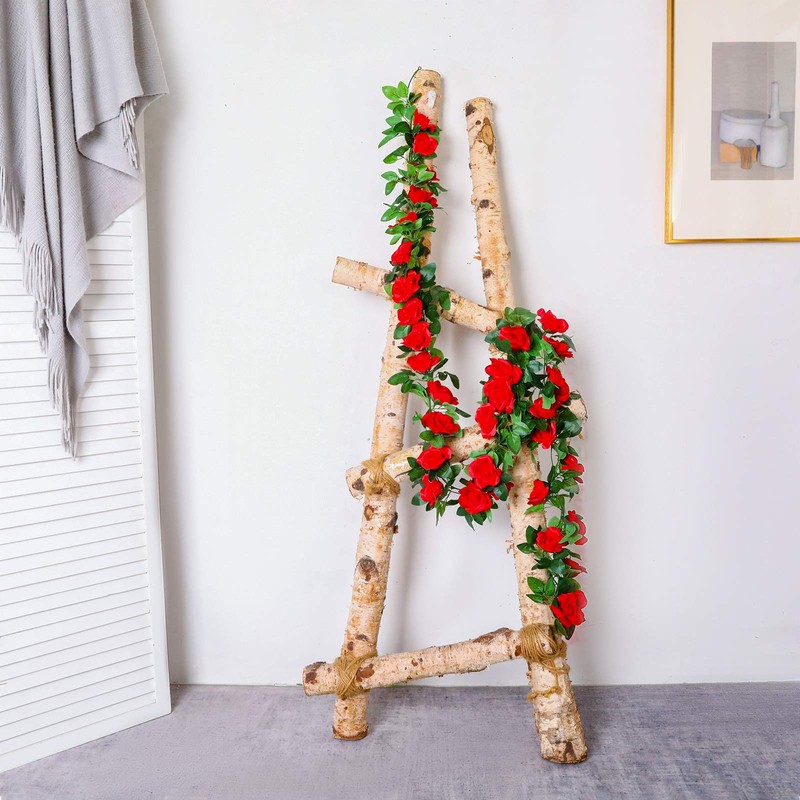 Luyue 2Pack-15ft Fake Red Rose Vine Christmas Garland Artificial Flower